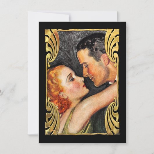 Save the Date Vintage Couple Black (Vorderseite)
