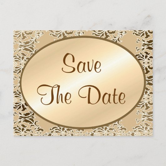 Save The Date Vintage Damask Postkarten (Vorderseite)