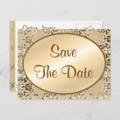 Save the Date Vintage Damaskaskarten Ankündigungspostkarte (Vorne/Hinten)