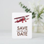 Save the Date Vintage Doppeldecker (Stehend Vorderseite)