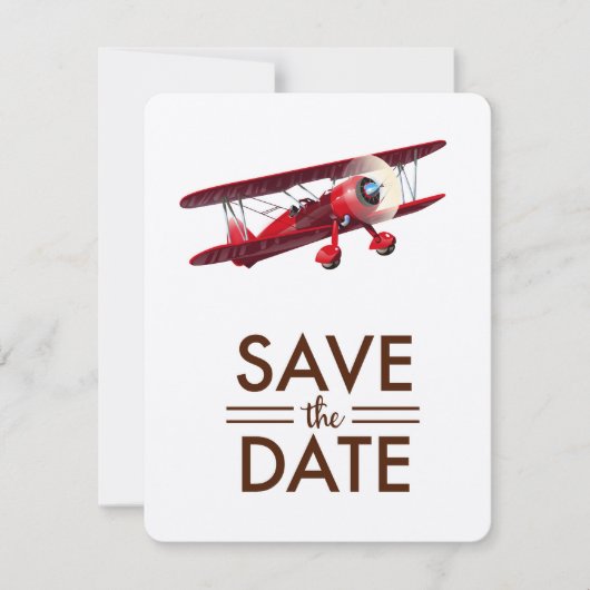 Save the Date Vintage Doppeldecker (Vorderseite)
