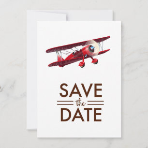 Save the Date Vintage Doppeldecker Einladung