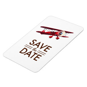 Save the Date vintage Doppeldecker Magnet
