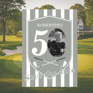 Save The Date Vintage-Foto Golfer 50. Geburtstag Einladung