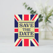 Save the Date Vintage Gewerkschaft Jack Postkarte (Stehend Vorderseite)