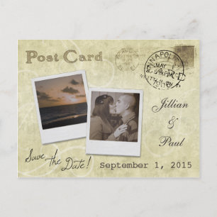 Save-the-Date Vintage-Hochzeitspostkarte Ankündigungspostkarte