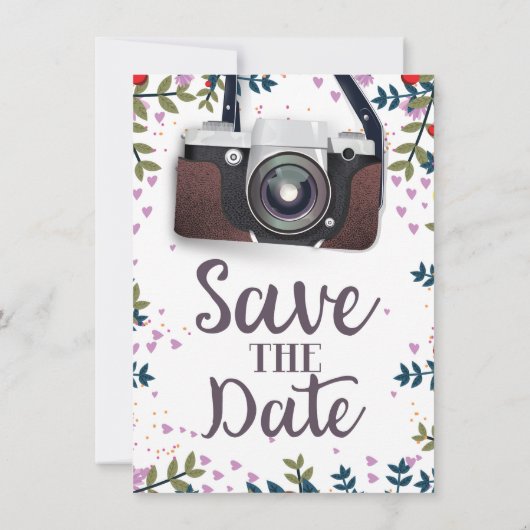 Save the Date Vintage Kamera Einladung (Rückseite)