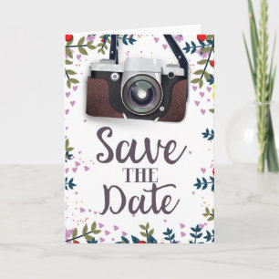 Save the Date Vintage Kamera Feiertagskarte