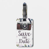 Save the Date Vintage Kamera Gepäckanhänger (Rückseite vertikal)