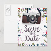 Save the Date Vintage Kamera Postkarte (Vorne/Hinten)