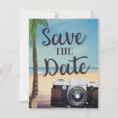 Save the Date Vintage Kamera und Strand (Rückseite)