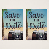 Save the Date Vintage Kamera und Strand (Vorne & Hinten)