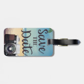 Save the Date Vintage Kamera und Strand Gepäckanhänger (Rückseite horizontal)