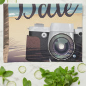 Save the Date Vintage Kamera und Strand Geschirrtuch (Gefaltet)