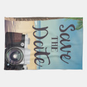 Save the Date Vintage Kamera und Strand Geschirrtuch (Horizontal)