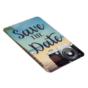 Save the Date Vintage Kamera und Strand Magnet