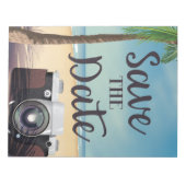 Save the Date Vintage Kamera und Strand Notizblock (Vorderseite)