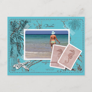 Save the Date Vintage Karte Collage TurquoiseFrame