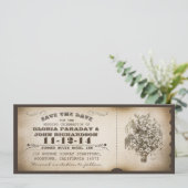 Save the Date Vintage Kartenpostkarten (Stehend Vorderseite)