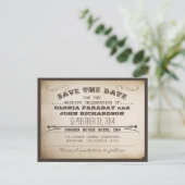 Save the Date Vintage Kartenpostkarten Ankündigungspostkarte (Stehend Vorderseite)