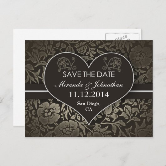 Save the Date Vintage Lieben Ankündigungspostkarte (Vorne/Hinten)