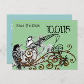 Save the Date - Vintage Liebesvögel Ankündigungspostkarte (Vorne/Hinten)