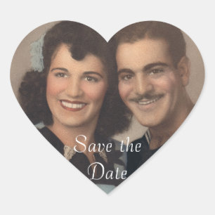 Save the Date Vintage Militärhochzeit Herz-Aufkleber