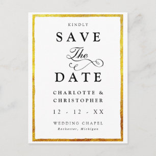 Save the Date Vintage mit falscher Goldrand Postkarte