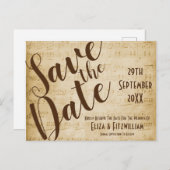 Save the Date Vintage Musik Postkarte (Vorne/Hinten)