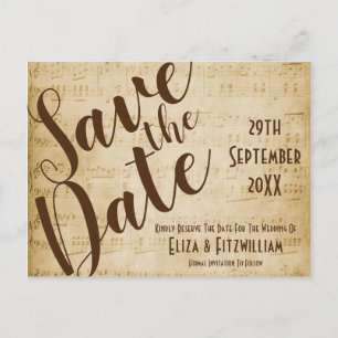 Save the Date Vintage Musik Postkarte