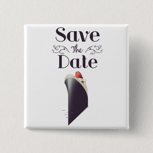 Save the Date Vintage Nautic-Einladung Button (Vorderseite)