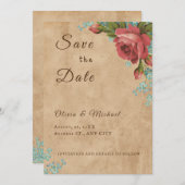 Save the Date Vintage Papierstapel Mitteilungskarte (Vorne/Hinten)