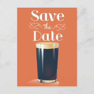 Save The Date Vintage Pint Getränk Postkarte