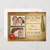 Save the Date Vintage Postkarte mit Fotos (Vorne/Hinten)