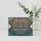 Save the Date Vintage Postkarten (Stehend Vorderseite)