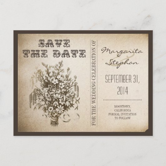 Save the Date Vintage Postkarten (Vorderseite)
