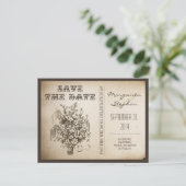 Save the Date Vintage Postkarten (Stehend Vorderseite)