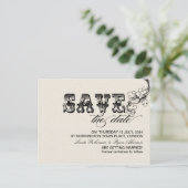 Save the Date Vintage Postkarten (Stehend Vorderseite)