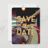 Save the Date Vintage-Propellerflugzeug (Rückseite)
