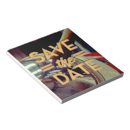 Save the Date Vintage-Propellerflugzeug Notizblock (angewinkelt)