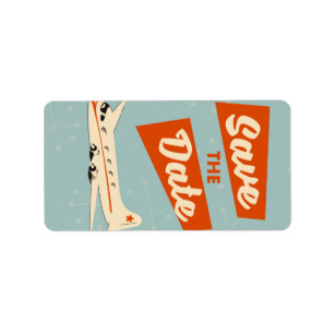 Save the Date Vintage-Reiseplakat Adressaufkleber