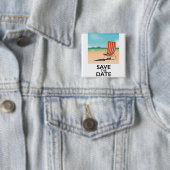 Save the Date Vintage Reiseplakat Button (Beispiel)