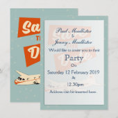 Save the Date Vintage Reiseplakat Einladung (Vorne/Hinten)