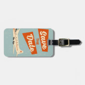 Save the Date Vintage Reiseplakat Gepäckanhänger (Vorderseite horizontal)