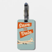 Save the Date Vintage Reiseplakat Gepäckanhänger (Rückseite vertikal)