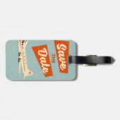 Save the Date Vintage Reiseplakat Gepäckanhänger (Rückseite horizontal)