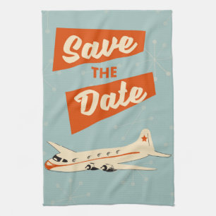 Save the Date Vintage Reiseplakat Geschirrtuch