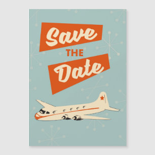 Save the Date Vintage Reiseplakat Magnetkarte