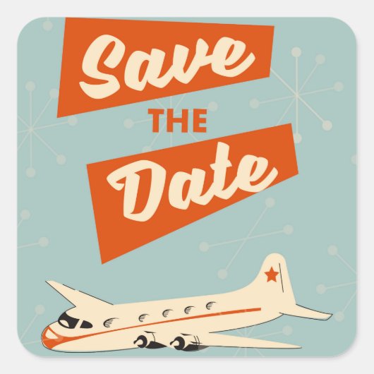 Save the Date Vintage Reiseplakat Quadratischer Aufkleber (Vorderseite)