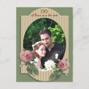 Save the Date Vintage Rose Hochzeitserklärung. Postkarte